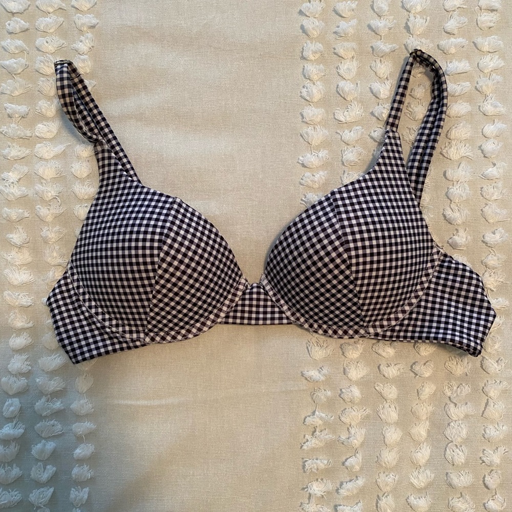 Women’s Kulani Kinis Black and White Gingham Bikini Top